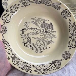 Bucks county Royal China soup salad bowls lot of 3 Mid century Sebring , Ohio.